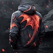 baratos moletons 3d masculinos-Homens Dragão Moletons Moletom Moletom com capuz Com Capuz Moda Impressão 3D Férias Para Noite Streetwear Preto Zíper Com Cordão Outono Inverno Designer