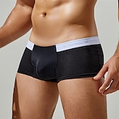 cheap Men&#039;s Boxers Underwear-Men&#039;s 1 PCS Boxers Underwear Boxer Shorts Patchwork Nylon Breathable Soft Comfortable Color Block Mid Rise Black White