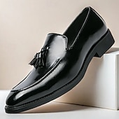 preiswerte Halbformell-Rote Loafer aus Kunstleder für Herren mit Quastendetail – elegante Schlupfschuhe für formelle Anlässe und das Büro