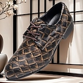 economico Semi-formale-scarpe oxford da uomo in similpelle con motivo intrecciato e design allacciato - calzature formali eleganti per lavoro, matrimoni ed eventi speciali