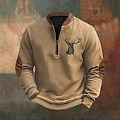 preiswerte Einfache Sweatshirts-Herren Sweatshirt Blau Braun Grün Grau Halber Reißverschluss Grafik Druck Patchwork Täglich Ferien Ausgehen Polyester Streetwear Lässig Bayerisch Herbst Winter Bekleidung Kapuzenpullover Sweatshirts