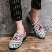 preiswerte Lässig-elegante Herren-Loafer mit Hahnentrittmuster und Quaste - perfekt für Hochzeiten und Partys