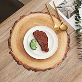 cheap Placemats &amp; Coasters &amp; Trivets-Waterproof Ring of Tree 3D Trunk Wooden Placemats Set Of 4 Farmhouse Forest Theme Dining Table Decoration Pad For Home, Hotel, Party, PP Material Rustic Wood Grain Heat Insulation Mat