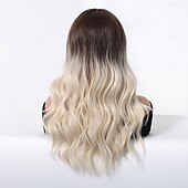 cheap Synthetic Trendy Wigs-24 Inch Synthetic Wig Women&#039;s Wig Blonde Long Wavy Hair with bangs Fashion Daily Christmas Party Wigs