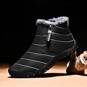 abordables Botas de invierno y nieve-Botas de nieve de invierno amarillas para hombre: impermeables, con forro de piel, cierre de cremallera, botines cálidos antideslizantes para clima frío