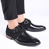 economico Semi-formale-scarpe da uomo con cinturino alla caviglia in pelle sintetica e pelle scamosciata bicolore – eleganti scarpe eleganti con fibbia per occasioni formali