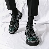 abordables Semi-formel-chaussures oxford à plateforme en similicuir verni pour hommes avec semelle crantée épaisse - chaussures formelles et décontractées élégantes pour le bureau, les événements et les fêtes