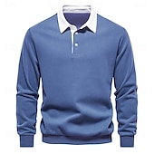billiga Herrarnas Elite Huvtröjor &amp; Sweatshirts-Herr Polo sweatshirt Aprikos Svart Gul Rubinrött Marinblå Polokrage Slät Ledigt Dagligen Sport icke-tryck Häftig Ledigt Fleeced Vår &amp; Höst Kläder Pull Tröjor Långärmad