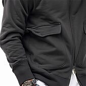 economico felpe con cappuccio da uomo di base-Per uomo Felpa con cappuccio Felpa con cappuccio a zip intera Felpa con cappuccio tattica Nero Blu marino Cachi Grigio Con cappuccio Liscio Compatto Sportivo Giornaliero Streetwear Fantastico