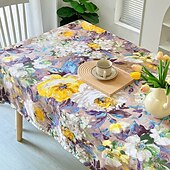 cheap Tablecloth-Oil Painting Design Tablecloth Artistic and Elegant Table Cover Featuring Classic Oil Painting Patterns Ideal for Adding a Unique and Sophisticated Touch to Your Dining Table Perfect for Home Decor a