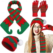 olcso Mikulás sapka és kiegészítők-Mikulás Manó Kesztyűk karácsonyi ajándék Kötött sapkák sálkészlet Férfi Női Újdonság Vicces Kötött Minta Karácsony szenteste Kesztyűk Sál Kalap