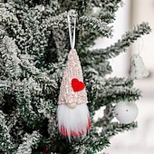 baratos Decorações de casamento-1pc dia dos namorados gnomo ornamento, boneca sem rosto e rudolph estatueta decoração pendurada, decoração romântica dia dos namorados