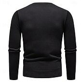 cheap Men&#039;s Printed Sweaters-Men&#039;s Faith Pullover Sweater Jumper V Neck Casual Party Evening Wear Daily Embroidered Knitting Warm Long Sleeve Fall Winter Wine Black Dark Navy
