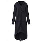 abordables Sweatshirts et Hoodies Texturés-Femme Décontractées manche longue Sweat à capuche Hauts longs Plein Air Quotidien Zippé Poche Noir Gris Automne Hiver
