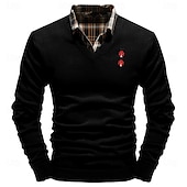 preiswerte Bedruckte Pullover für Herren-Weihnachten Herren Käfer Pullover V Ausschnitt Brautkleider schlicht Outdoor Täglich Pullover für Silvester Bestickt Gestrickt Warm Langarm Herbst Winter Wein Schwarz Weiß