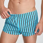 abordables Bóxer de hombre-Hombre 1 pc Boxer Boxers Cintura elástica 100% Algodón Transpirable Suave Cómodo Raya Tiro Medio Blanco Amarillo