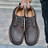 economico Semi-formale-scarpe da trekking da uomo in similpelle marrone con chiusura a lacci - comode e resistenti, perfette per le avventure all&#039;aria aperta
