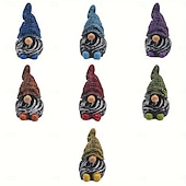 billige Statuer-7 stk mini-nissestatuesett – sjarmerende hagefigurer i harpiks for fehager, plantekasser og hjemmeinnredning – perfekt for utendørs halloween og rustikke temaer