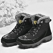 billiga Kängor-Herr Stövlar Snökängor Kängor Vinterkängor Fleecefoder Mocka Nylon Bekväm Halksäker Snörning Svart Grå