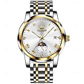 economico Orologi al quarzo-OLEVS Da uomo Orologio al quarzo Creativo Di tendenza Orologio casual Orologio da polso Visualizzazione delle fasi lunari Luminoso Calendario Impermeabile Acciaio Guarda