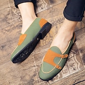 cheap Semi-Formal-Men&#039;s Loafers &amp; Slip-Ons Penny Loafers Suede Nylon Comfortable Slip Resistant Loafer Buckle White Green Color Block