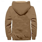 levne pánské 3D mikiny s kapucí-Pánské Pevná barva Kovbojské Fleece Kapucky Kapuce Mikina s kapucí Kapuce Módní 3D tisk Dovolená Streetwear Hnědá Khaki Zip Kapsy Podzim Zima Návrhář