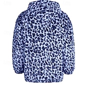 preiswerte Herrenjacken &amp; Herrenmäntel-Herren Winterjacke Fleecejacke Mantel aus Kunstpelz Täglich Urlaub warm Tasche Vlies Herbst Winter Leopard-Druck Modisch Strassenmode Mit Kapuze Standard Gelb Blau Grün Jacken