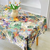 cheap Tablecloth-Oil Painting Design Tablecloth Artistic and Elegant Table Cover Featuring Classic Oil Painting Patterns Ideal for Adding a Unique and Sophisticated Touch to Your Dining Table Perfect for Home Decor a