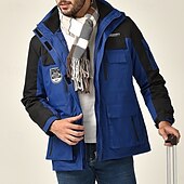 abordables Softshell, polares y chaquetas de montaña-Hombre Chaqueta Softshell Chaqueta para senderismo Invierno Al aire libre Bloque de color Resistente al Viento Resistente al Agua Chaquetas 3-en-1 Chaqueta cortavientos Viaje Negro Marfil Azul Marino