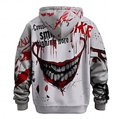 baratos moletons 3d masculinos-Homens Palhaço do Mal Palhaço Moletons Moletom Casacos Moletom com capuz Gola Redonda Moda Impressão 3D Festa Feriado Streetwear Branco Com Cordão Outono Inverno Designer