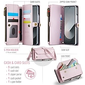 baratos Capa Samsung-telefone Capinha Para Dobra Z 6 Z Fold 5 Z Fold 4 Z Fold 3 Capa para Cartão Wallet Com Suporte Magnética Zíper Retro TPU PC