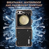 cheap Samsung Cases-Phone Case For Samsung Galaxy Z Flip 6 Z Flip 5 Z Flip 4 Z Flip 3 Back Cover Shockproof Retro Carbon Fiber Plating