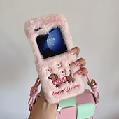 baratos Capa Samsung-telefone Capinha Para Z Flip 7 Z Virar 6 Z Flip 5 Z Flip 4 Z Flip 3 Capa traseira Antichoque Retro Felpudo