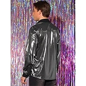 cheap Tops-Retro Vintage 1970s 1980s Shirt Disco Shiny Metallic Men&#039;s Carnival Costume Halloween Carnival Performance Party Club Adults&#039; Shirt
