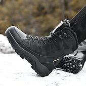 baratos Botas de combate-botas táticas de inverno masculinas – botas de neve quentes, forradas com pele sintética, impermeáveis, de cano alto e com sola antiderrapante, ideais para caminhadas ao ar livre e clima frio