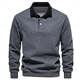 billiga Herrarnas Elite Huvtröjor &amp; Sweatshirts-Herr Polo sweatshirt Aprikos Svart Gul Rubinrött Marinblå Polokrage Slät Ledigt Dagligen Sport icke-tryck Häftig Ledigt Fleeced Vår &amp; Höst Kläder Pull Tröjor Långärmad