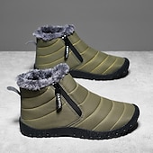 abordables Botas de invierno y nieve-Botas de nieve de invierno amarillas para hombre: impermeables, con forro de piel, cierre de cremallera, botines cálidos antideslizantes para clima frío