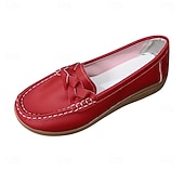 cheap Women's Slip-Ons &amp; Loafers-Women's Navy Blue Loafers – Comfortable Slip-On Moccasins with Bow Accent and Non-Slip Sole for Casual Everyday Wear