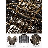olcso Öltözetek-Retró Ordító 20-as évek 1920-as évek Déli Flapper ruha Felszerelések Koktélruha A nagy Gatsby Flapper lány Esküvői Vendég Flitter Rojt Női Farsangi jelmez 7 db Karácsony Mindszentek napja Farsang