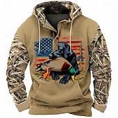 economico felpe 3d da uomo-Per uomo Con cagnolino Bandiera americana degli Stati Uniti Felpa con cappuccio Felpa Felpa con cappuccio Felpa con cappuccio Con cappuccio Cowboy Stampa 3D Sportivo Abbigliamento di strada Marrone