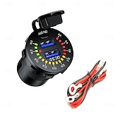 preiswerte Auto Ladegerät-12-24 V Dual-USB-Autoladebuchse mit buntem Digitalvoltmeter QC 3.0 Schnellladefunktion für Busse, Anhänger und Boote