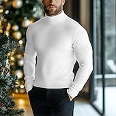 abordables Pull col rond-Homme Pull Pull en tricot A côtes Tricoter Normal Tricoté Plein Col Roulé Mode Décontractées Usage quotidien Rendez-vous Vêtement Tenue Automne hiver Noir Blanche S M L