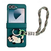 cheap Samsung Cases-Phone Case For Z Flip 7 Z Flip 6 Z Flip 5 Z Flip 4 Z Flip 3 Back Cover with Wrist Strap Shockproof Retro TPU Silicone