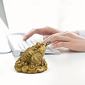 tanie Posągi-Feng shui statua żaby pieniężnej - przyciąga bogactwo, przynosi szczęście, fortunę i dobrobyt - idealna dekoracja do domu, biura, na nowy rok, parapetówkę i prezenty biznesowe
