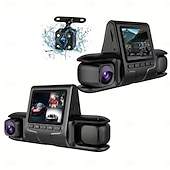 cheap Car DVR-3 Lens Car Video Recorder Motion Detection HD 1080P Vehicle Driving Recorder G-Sensor Auto Video Camera LCD Display Night Vision