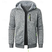 preiswerte Herren Strickjacke-Herren Strickjacke Kurzer Pullover Zip Pullover Reißverschluss Strickpullover Gerippt Stricken Standard Tasche Feste Farbe Mit Kapuze Modisch Klassisch Urlaub Freizeitskleidung Bekleidung Herbst