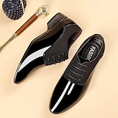 economico Formale-scarpe oxford da uomo in vernice rossa – design formale moderno con chiusura con lacci, ideali per lavoro, feste e occasioni speciali