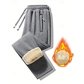 baratos Calças Desportivas-Homens Sherpa Calças de lã Calças de inverno Calças Calça de moletom de perna reta Bolsos Com Cordão Cintura elástica Tecido Conforto Quente Esportes Diário Moda Casual Preto Cinzento Micro-Elástica