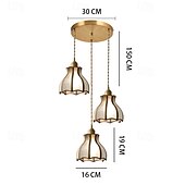 economico Luci a sospensione-lampade a sospensione lampada a sospensione americana vintage in ottone con paralume in vetro giuntato lampada a sospensione europea semplice da 6,3 pollici in ottone e vetro 85-265v
