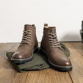 levne Kotníkové boty-pánské hnědé šněrovací kotníkové boty z umělé kůže s brogue detailem a robustní podrážkou – klasický a odolný outdoorový styl